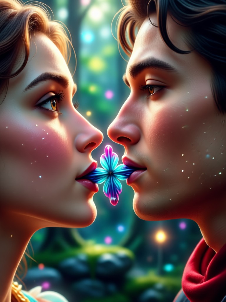 Video de beso con IA bajo un cielo estrellado