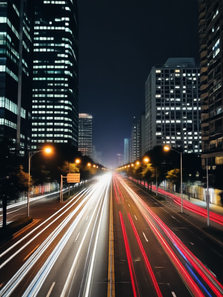 反射するフラッシュ効果が加えられた雨の夜の風景