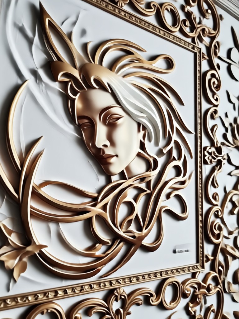 Escultura geométrica renderizada em 3D como arte de parede