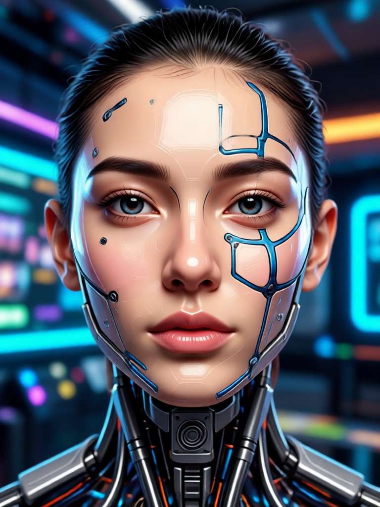 AI generated face with joyful expression