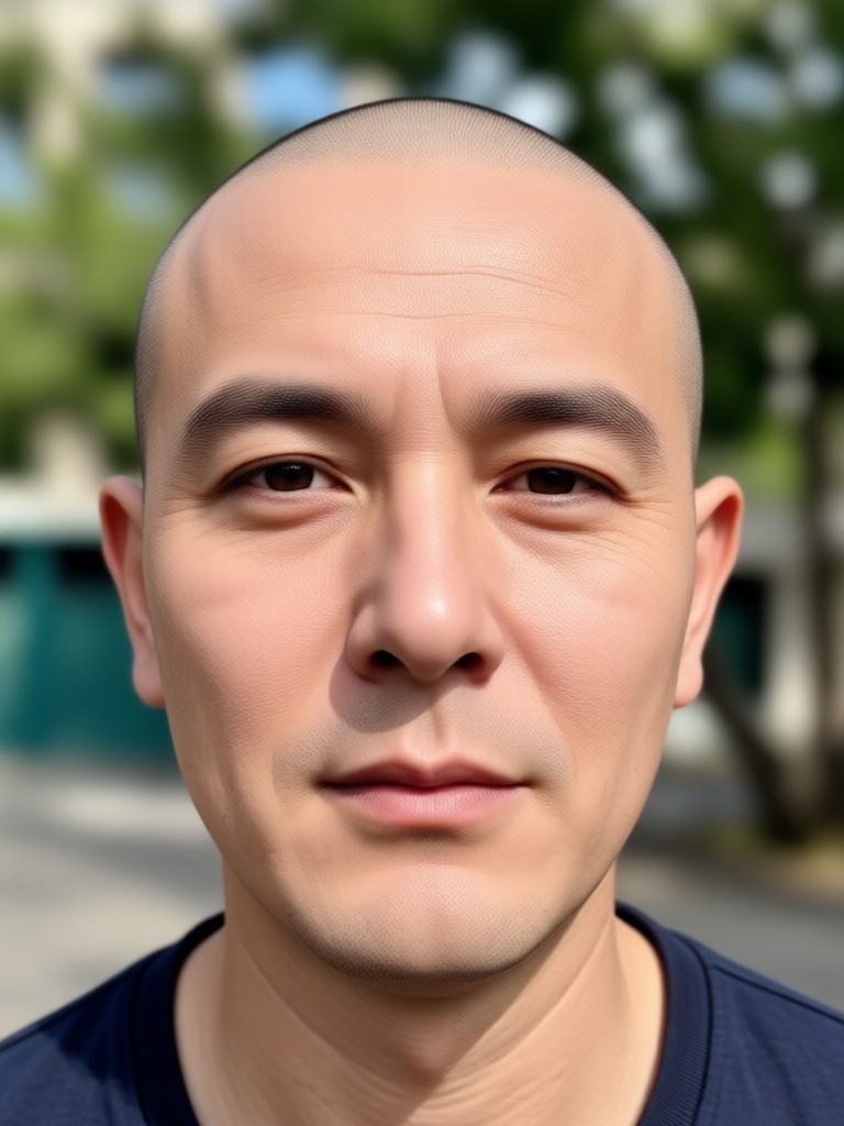 Bald filter result with realistic scalp shading