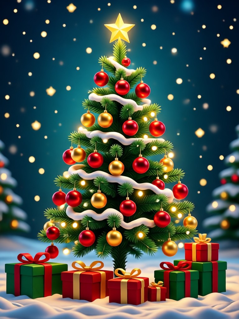 Before and after AI Christmas photo transformation