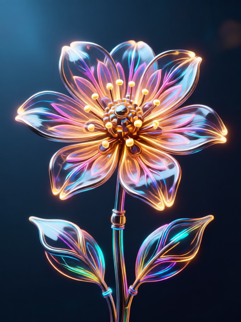Ghibli style magical glowing flowers