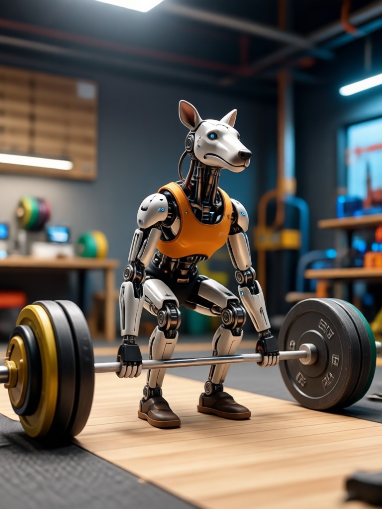 Funny cat doing bicep curls with dumbbells AI video