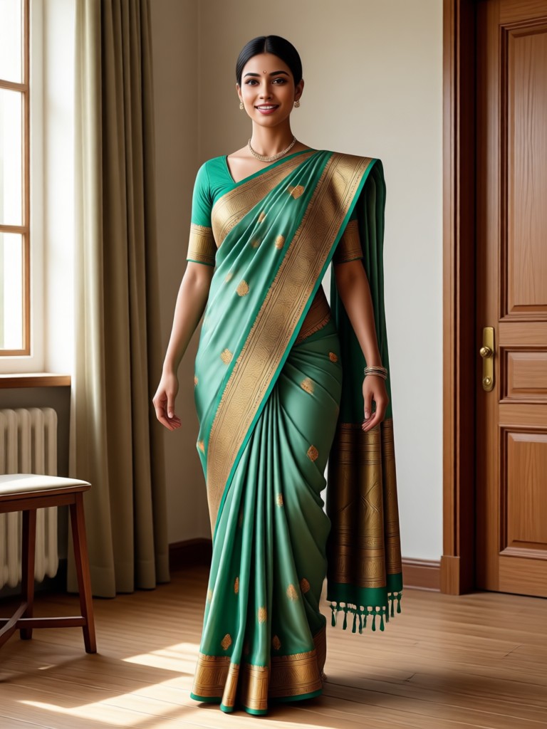 Modern Geometric Print Saree