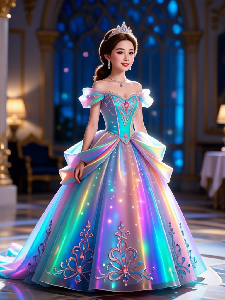 AI Video of Dress Changing to Elsa Style Gown