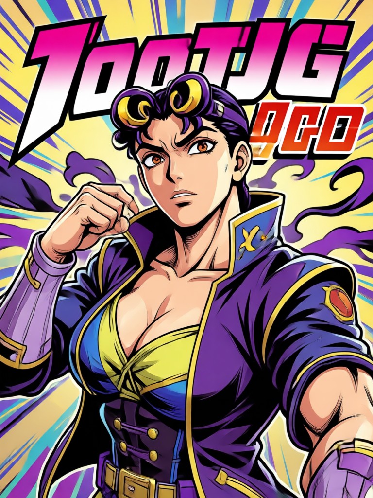 Female character with JoJo filter application