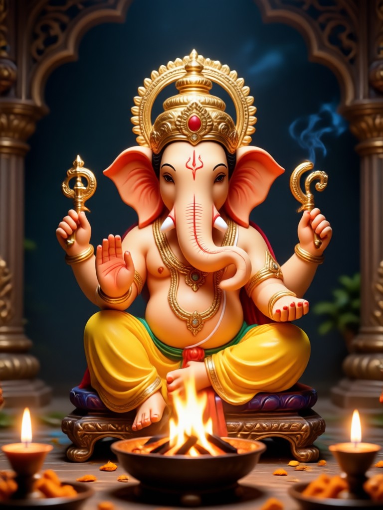 Ganesh Aarti background with divine glow AI