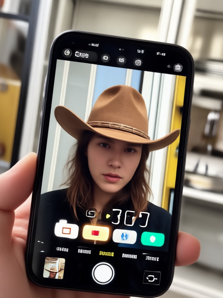 Woman with a stylish white cowboy hat virtual try on