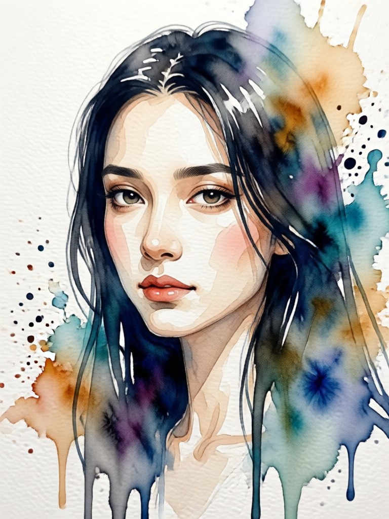 AI watercolor portrait modern minimalist style
