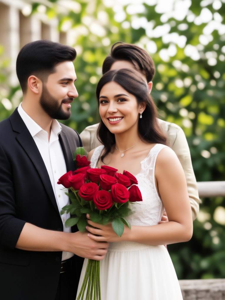 Rose petal shower couple photo
