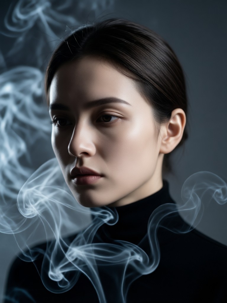 Character portrait with magical smoke aura