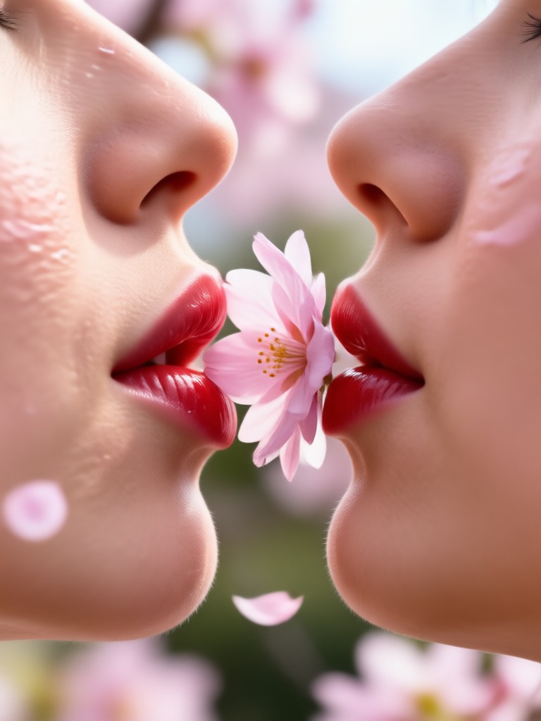 Solo portrait with sakura kiss effect