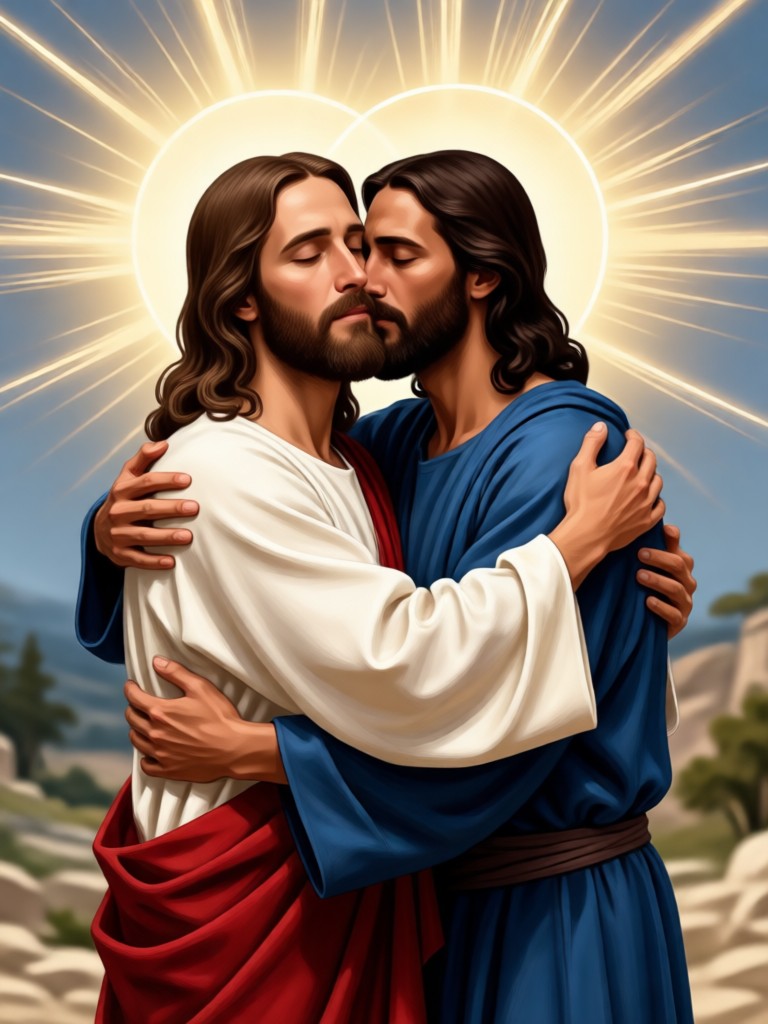 AI Jesus hug video example family moment