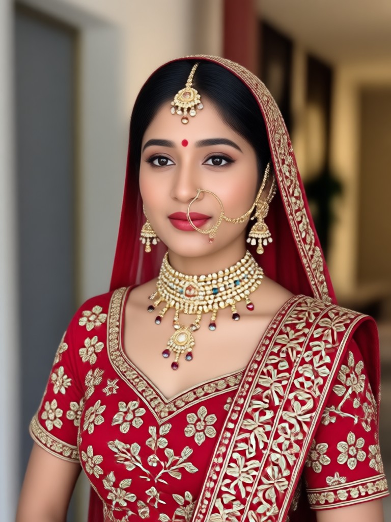 AI video of Indian girl in traditional wedding attire