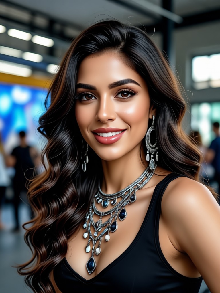 Retrato de una latina con belleza natural realzada por IA
