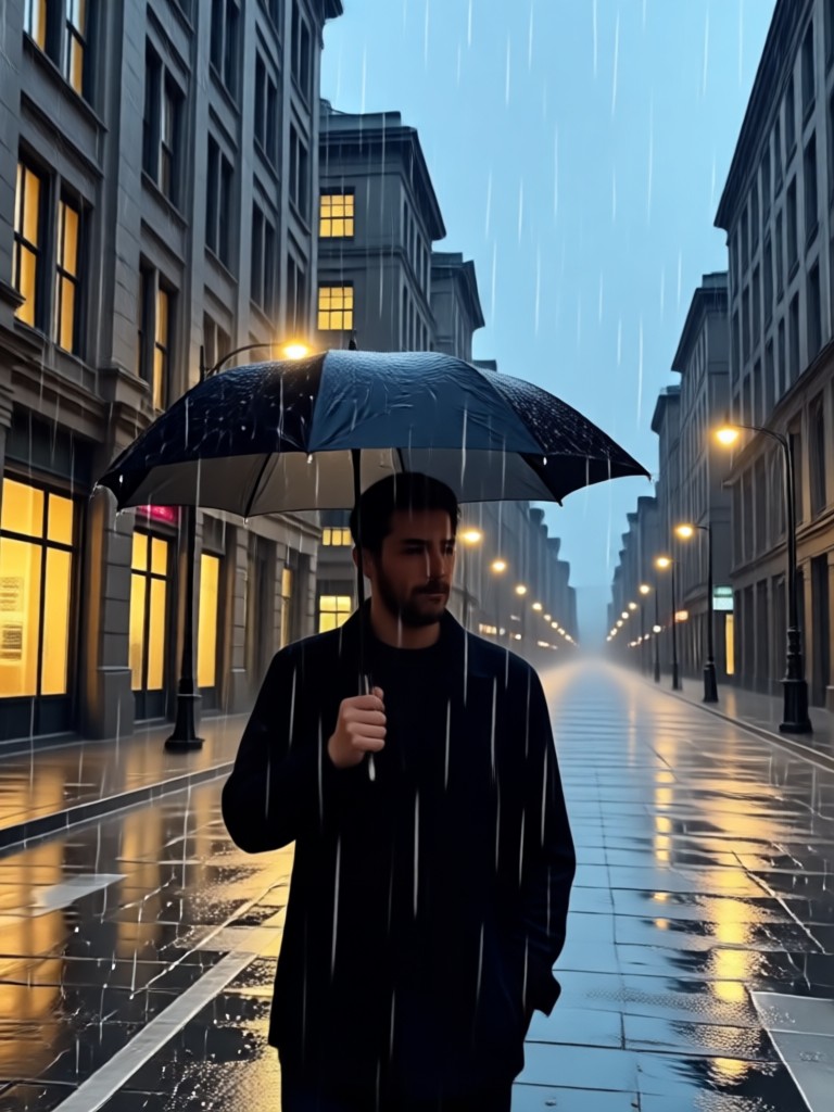 Black and white street rain hug video
