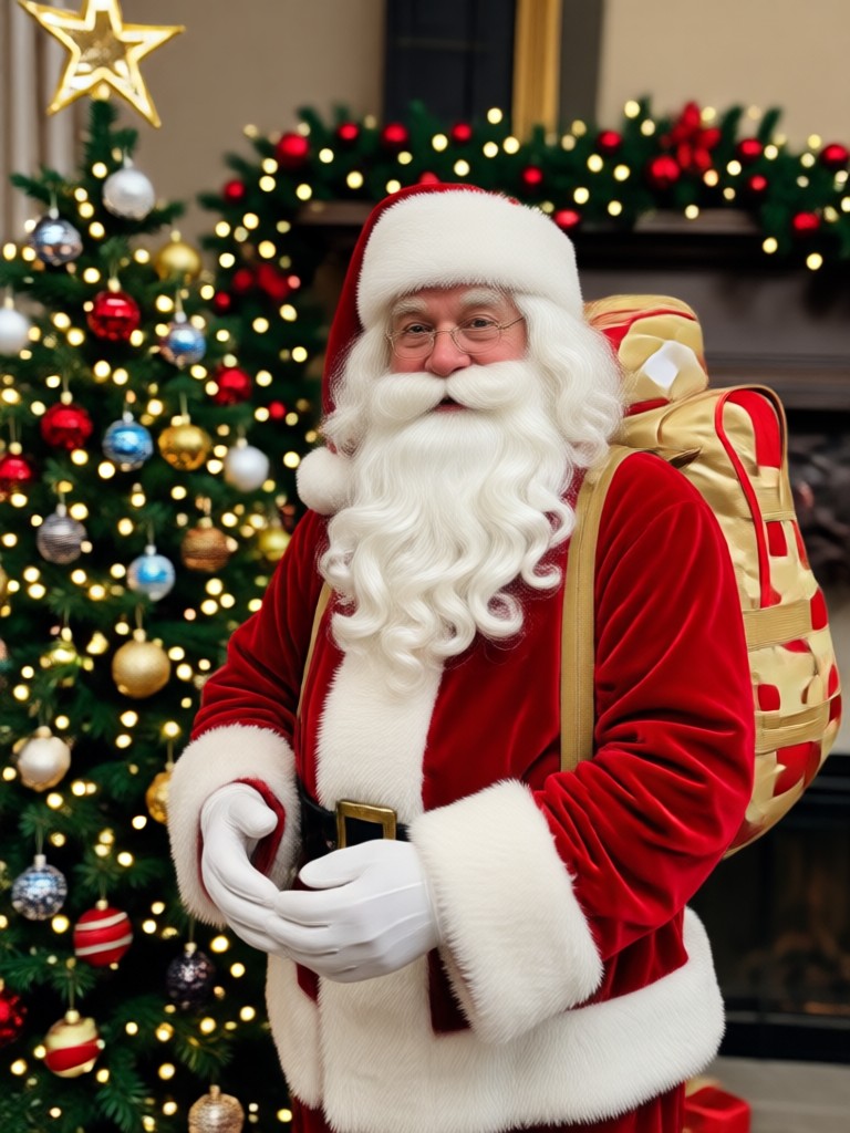 App screenshot showing Santa added to a photo