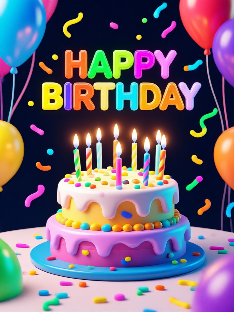 Fun cartoon style AI birthday image with cake