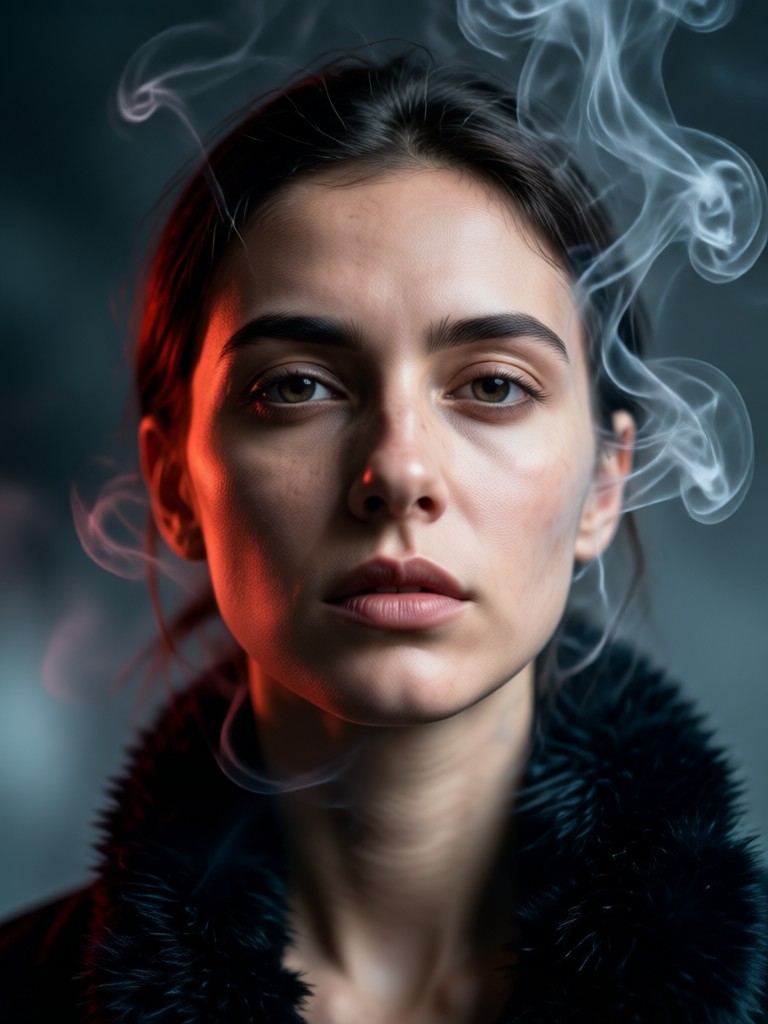 Cinematic smoky portrait AI transformation example