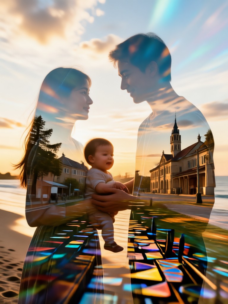 Couple portrait with beach sunset