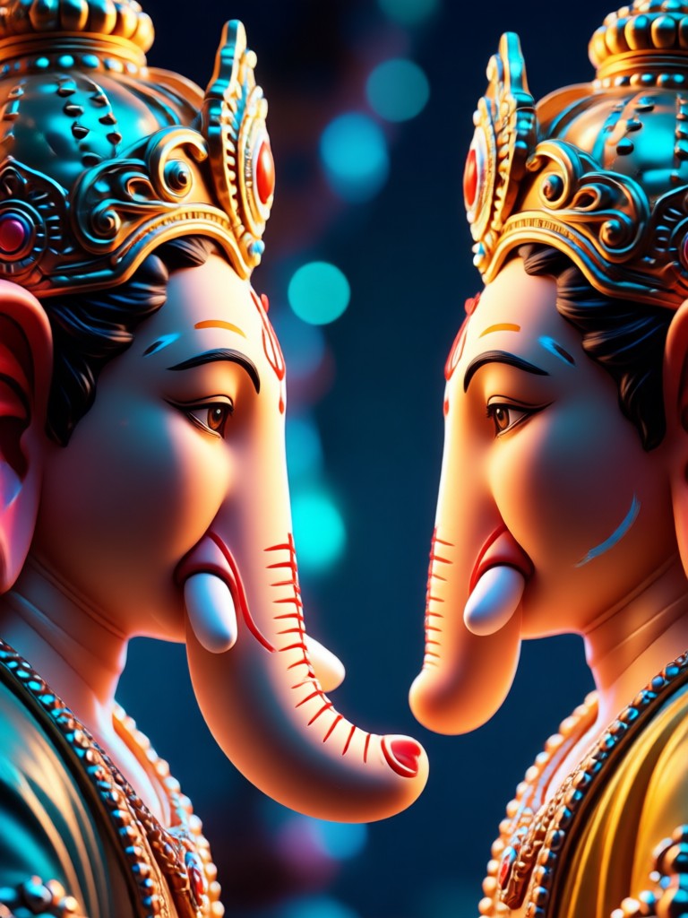 Oil painting style AI Ganpati portrait