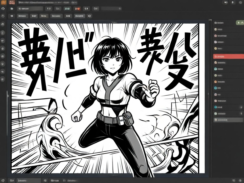 AI manga action scene with motion effects