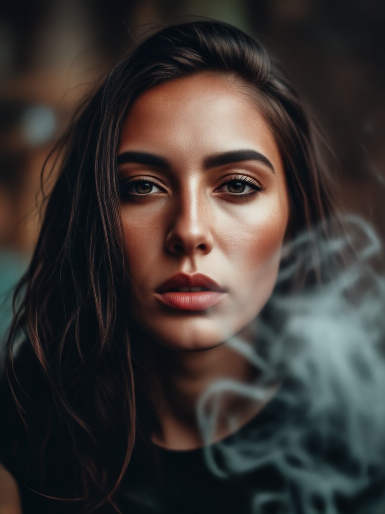 retrato estilo fantasía con efectos mágicos de humo