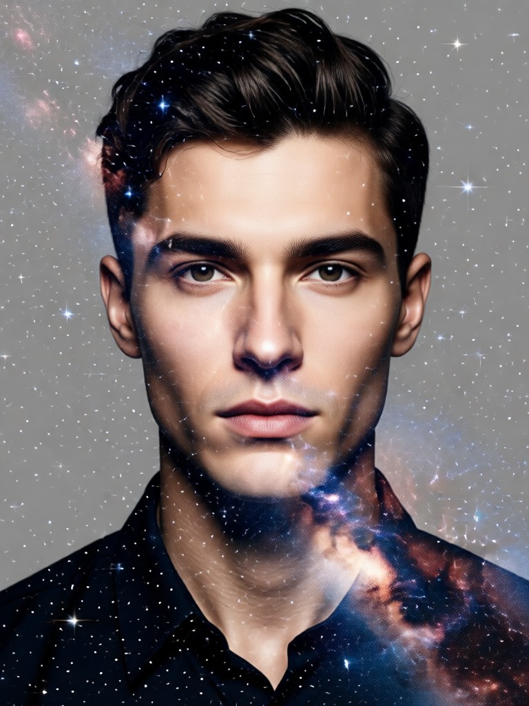 efecto de retrato con aurora boreal
