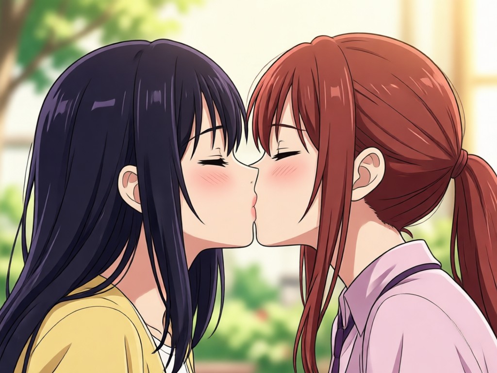 Customizable HD anime kissing video