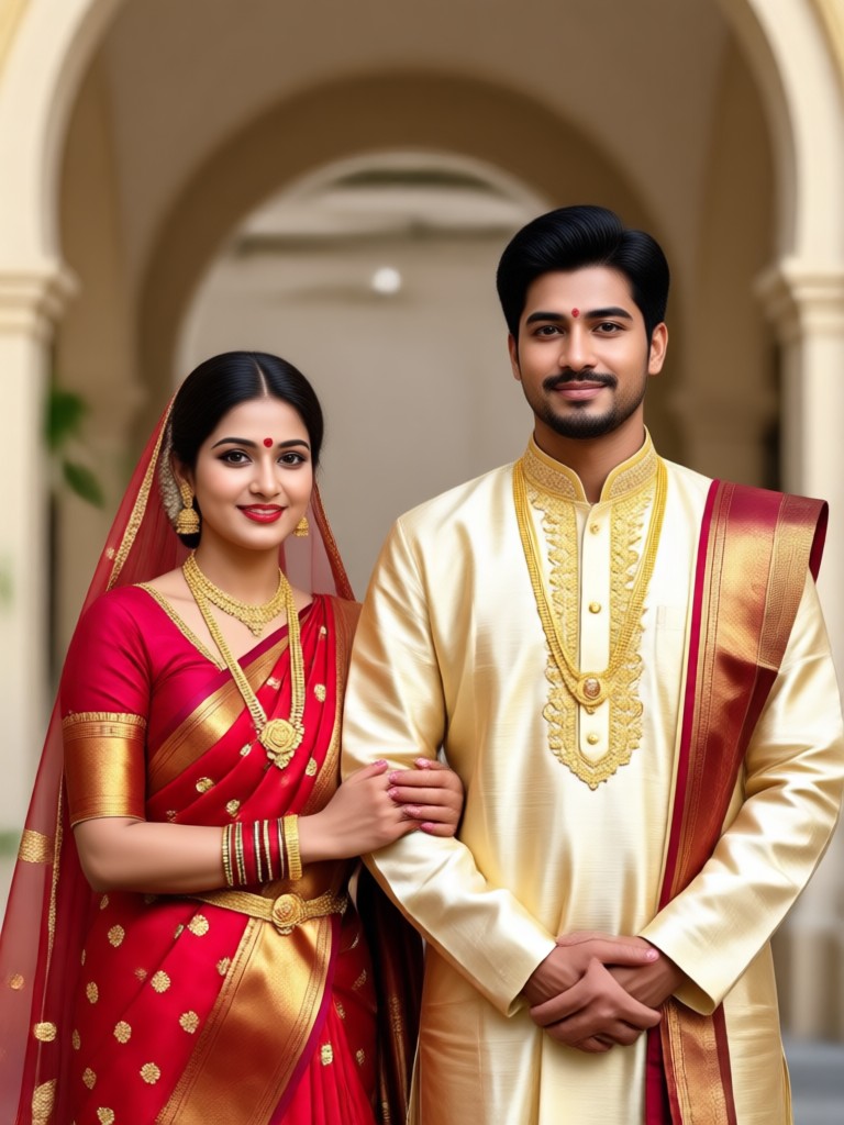Traditional Navratri Garba style couple portrait