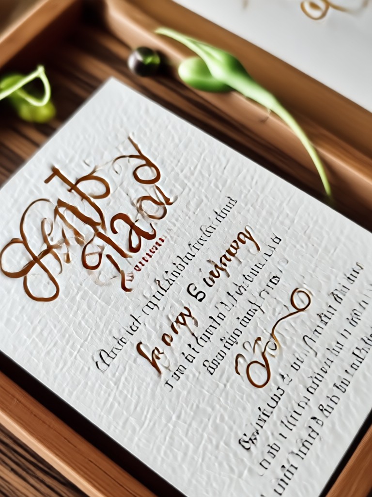 Winter wedding invitation with snowflake motifs