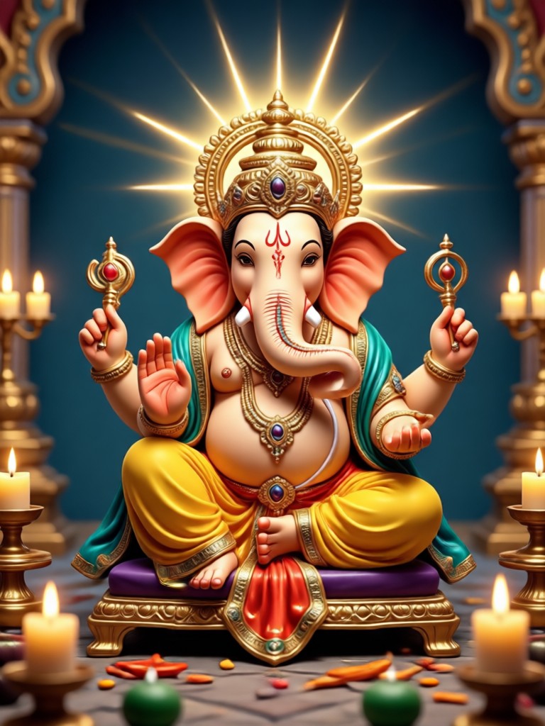 Antarmuka aplikasi seluler yang menunjukkan pembuatan foto AI Ganesh Chaturthi