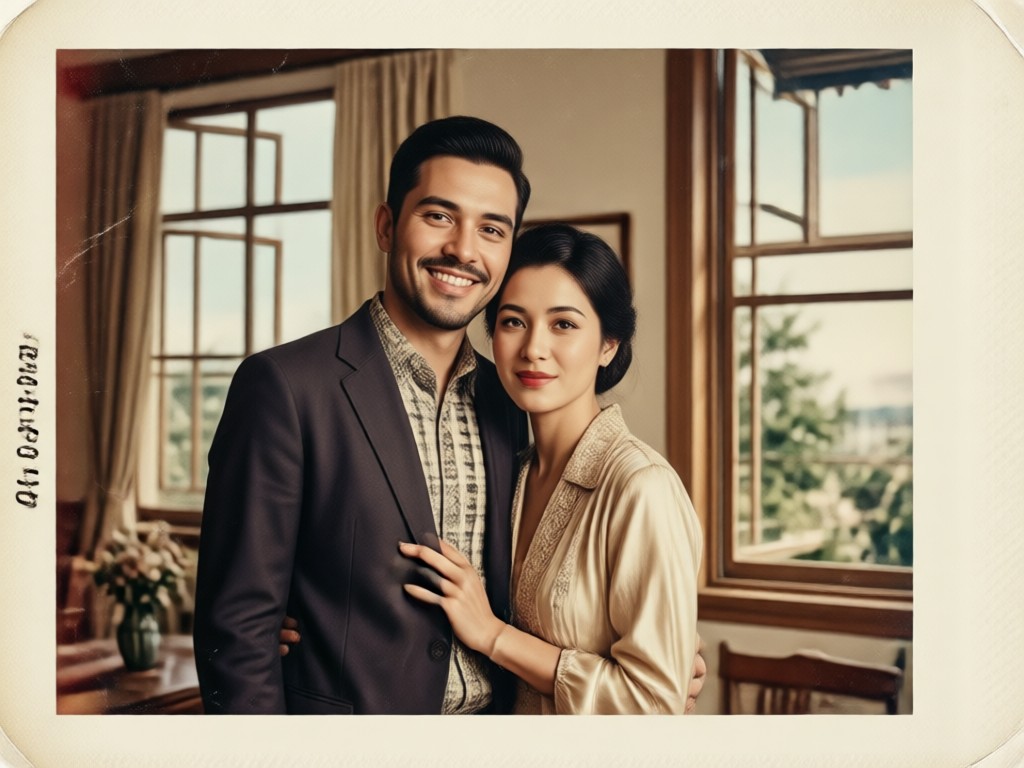 Generate Vintage Polaroid Couple Photo Generator with one tap