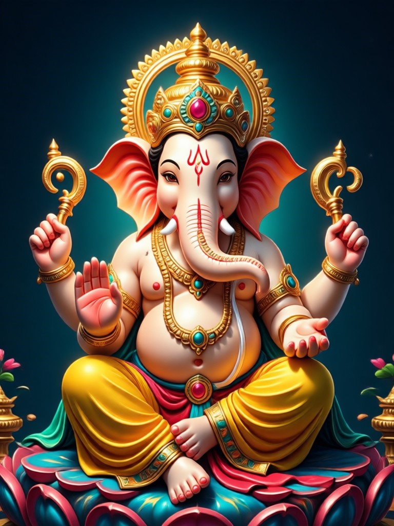 AI Ganesh Ji in vibrant digital pop art style