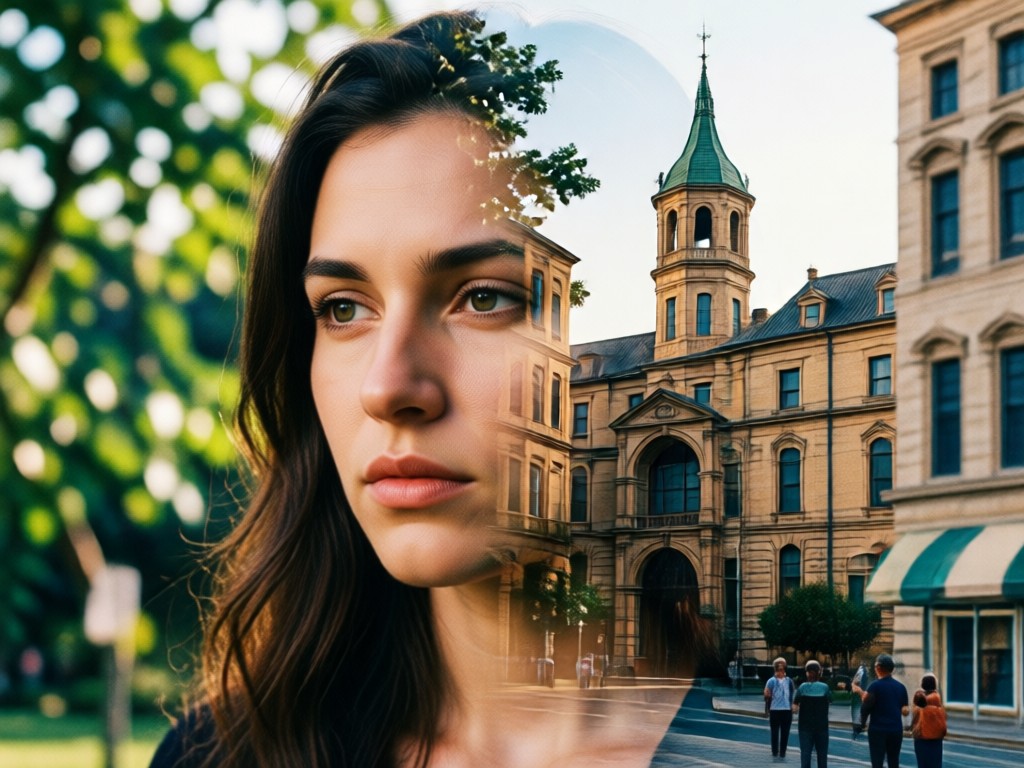 Double exposure artistic style templates library