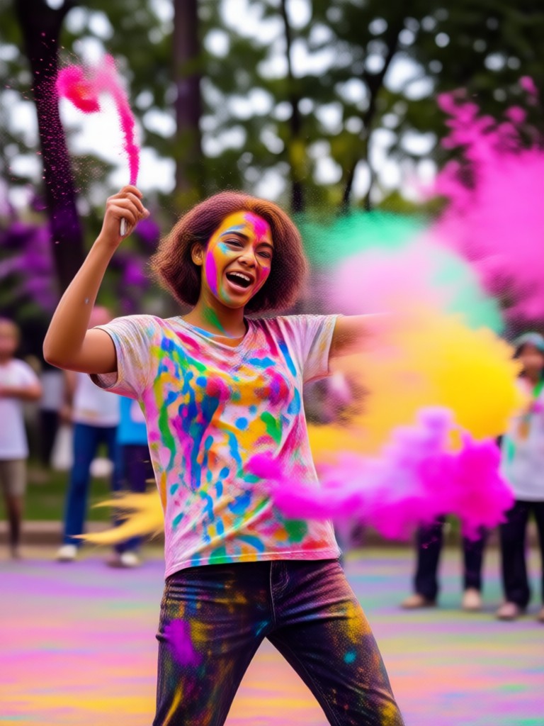 AI generated Holi celebration with animated looking color movement