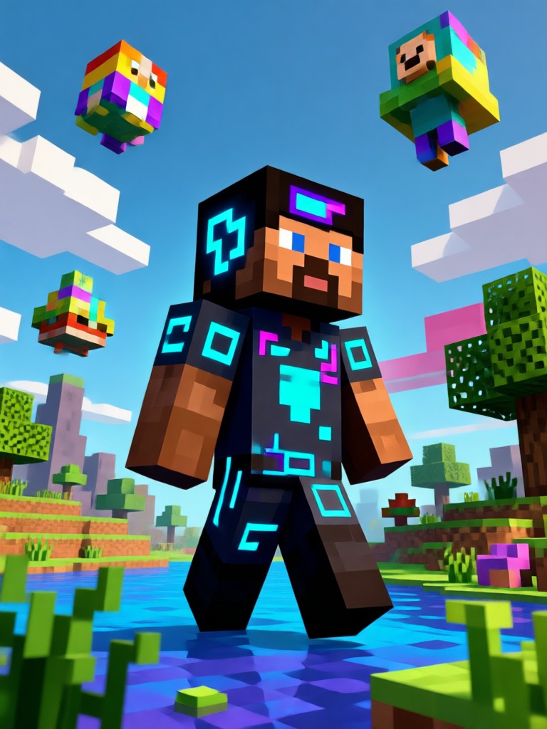 KI-Minecraft-Parkour-Video auf einem individuellen Hindernisparcours