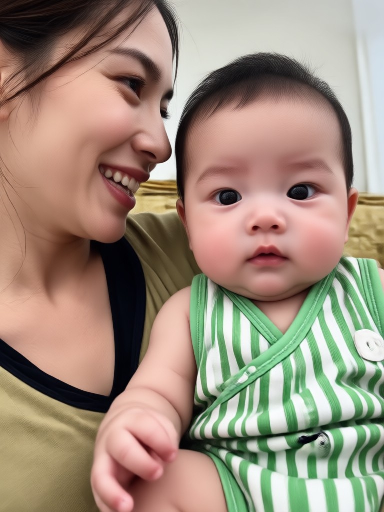 Bayi laki-laki AI realistis dengan fitur orang tua