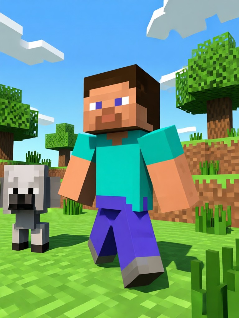 Cute animal in Minecraft pixel art style