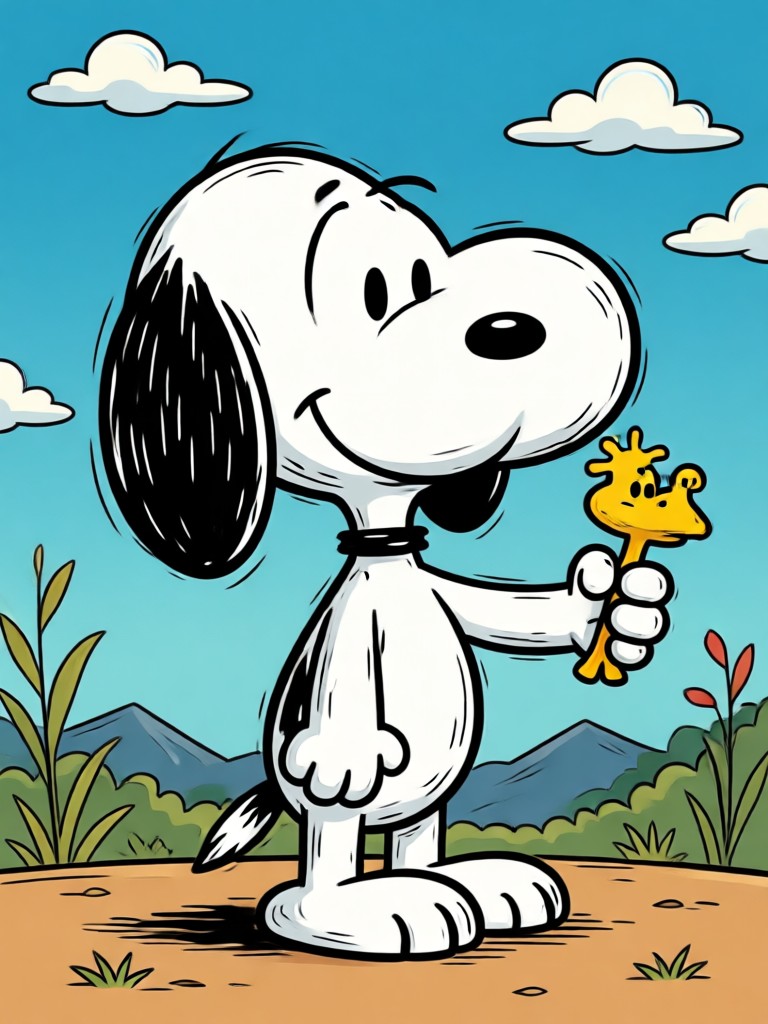 Resultado divertido do filtro Snoopy com a língua para fora