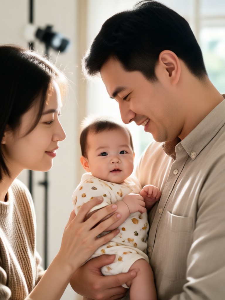 Bayi AI dengan pencahayaan sinematik