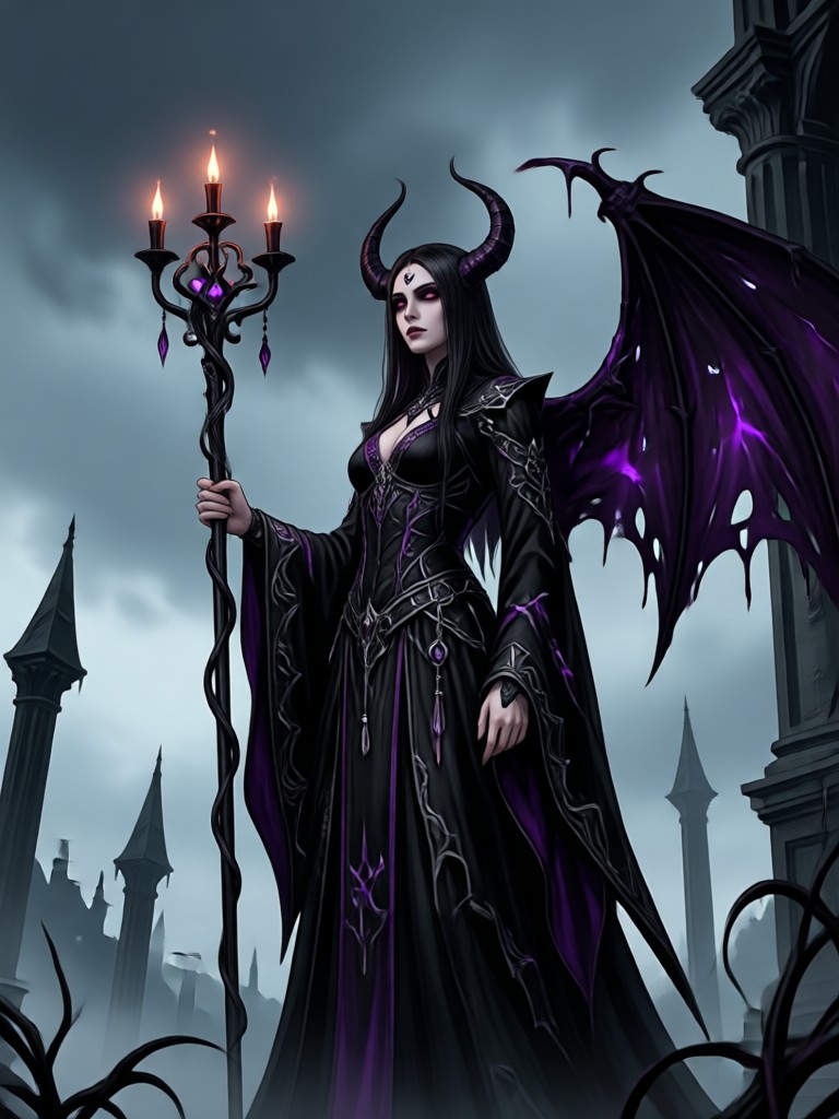 Gothic fantasy character with raven AI generation