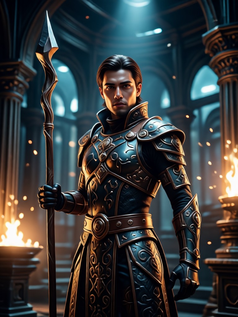 Noir mystery character in cinematic lighting