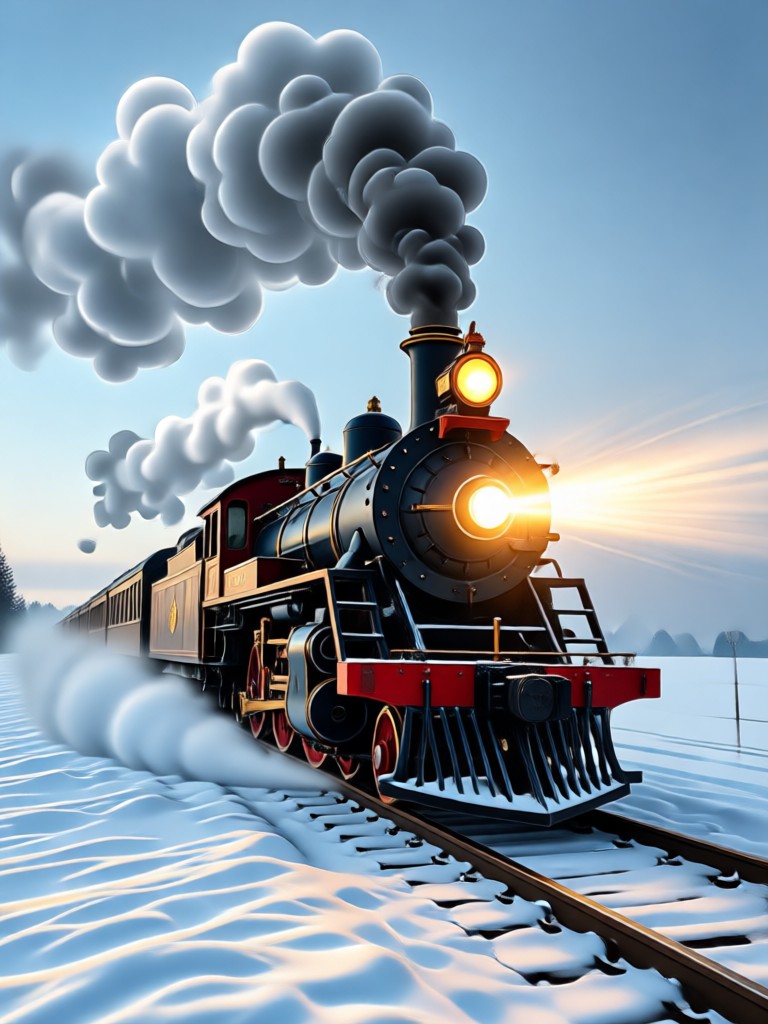 Couple photo transformed into a magical North Pole arrival scene