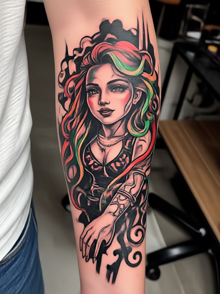 Person showing a custom AI generated tattoo design on tablet