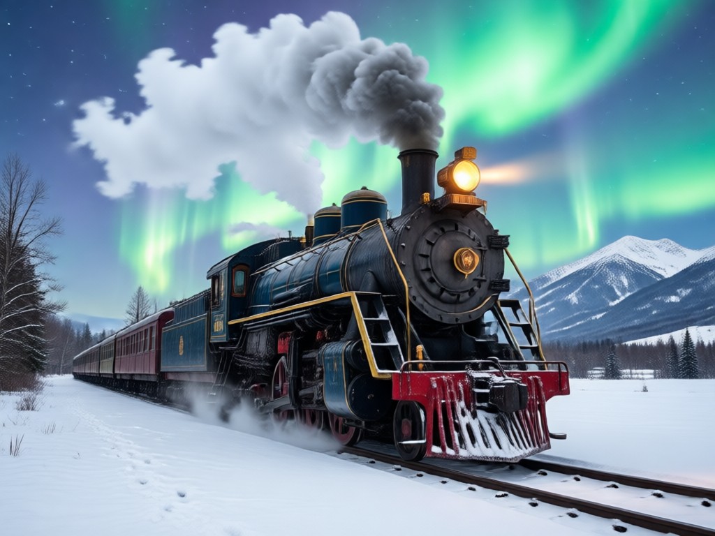 Comparison showing a regular photo next to an AI generated Polar Express masterpiece