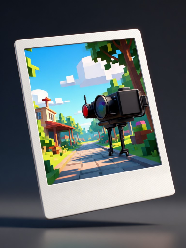 group photo as animated 3d polaroid