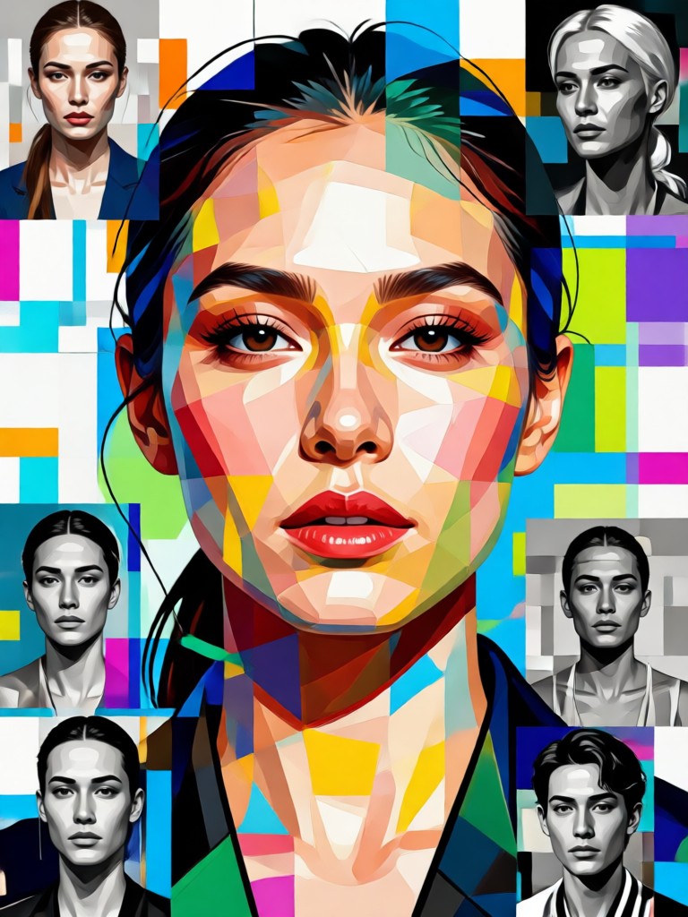 Abstract portrait mosaic art