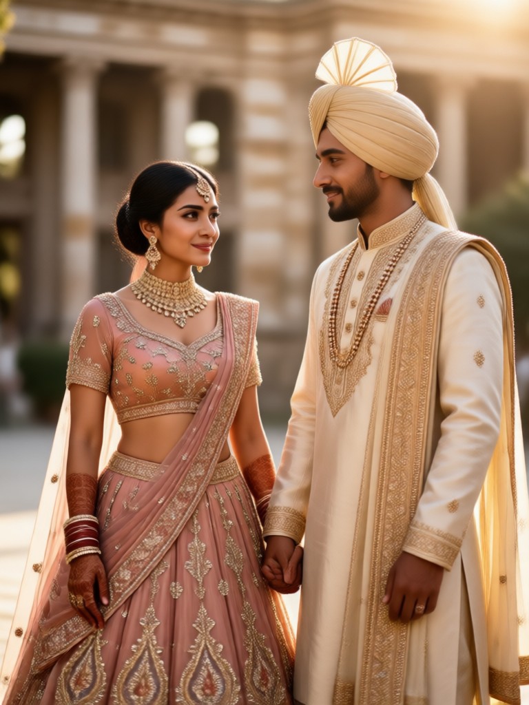 Unduh moodix untuk Lehenga Sherwani Couple Photo Generator